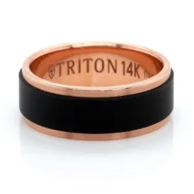 14K Rose Gold Tungsten and Carbide Wedding Band