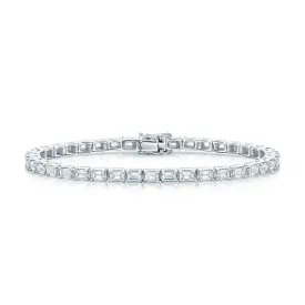 18ct White Gold Emerald Cut Diamond Claw Set Line Bracelet