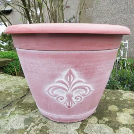 25cm Fleur de Lys Planter Terracotta/White Plant Pot