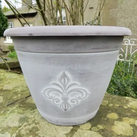 28cm Fleur De Lys Basket Chocolate/White Plant Pot