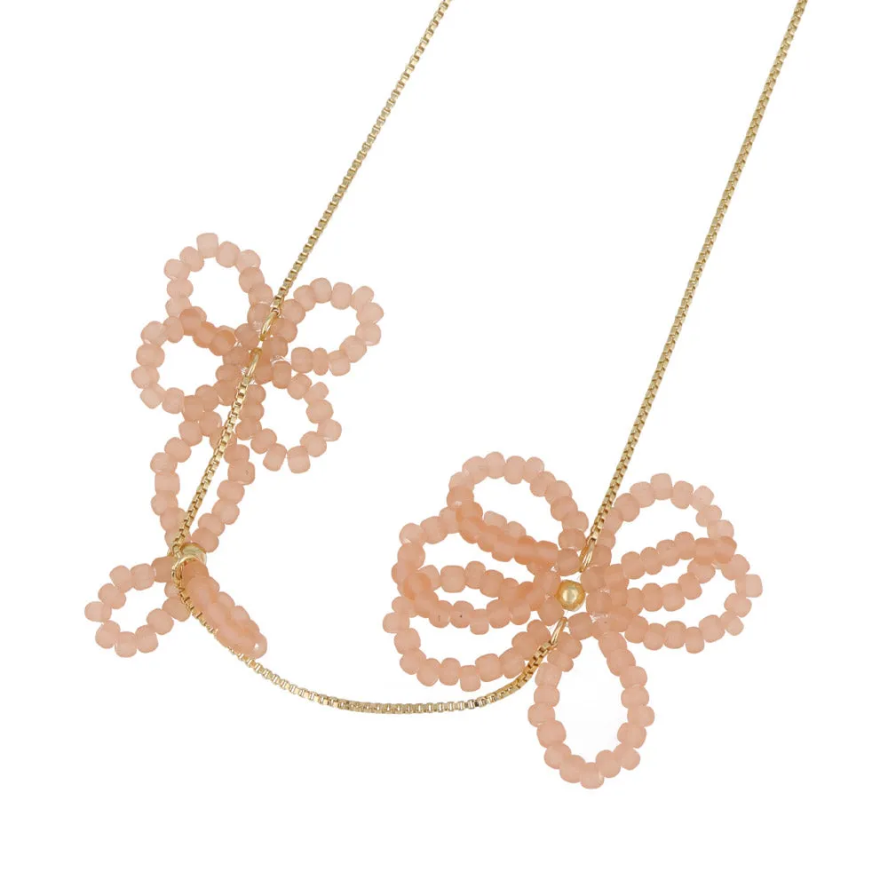 Asymmetric Beaded Flower Necklace