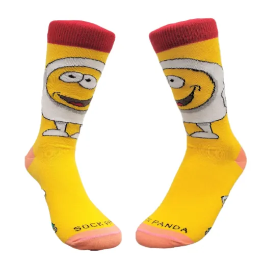 Bacon and Eggs - The Ultimate Partnership Sock (Left / Right) from the Sock Panda (Adult Small -  Shoe Sizes 2-5)