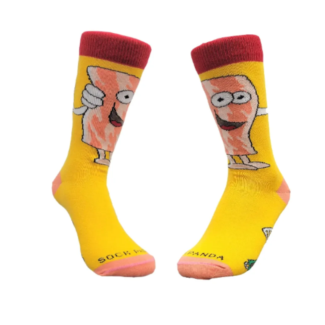 Bacon and Eggs - The Ultimate Partnership Sock (Left / Right) from the Sock Panda (Adult Small -  Shoe Sizes 2-5)