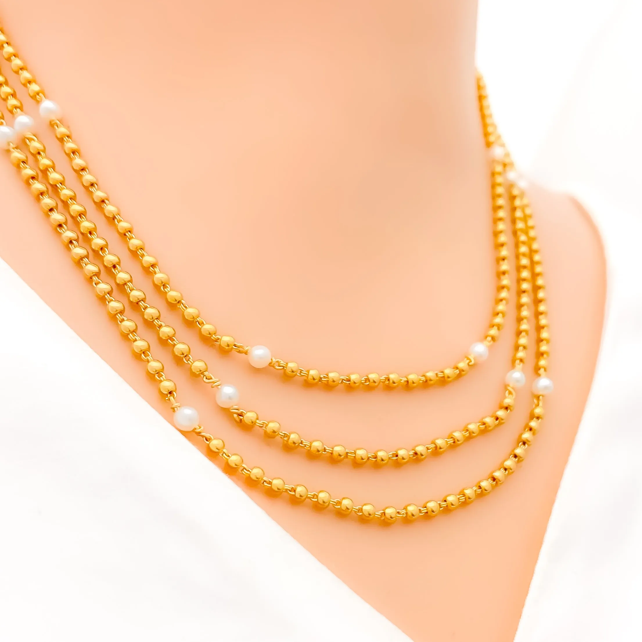 Beautiful Layered Gold Bead 22k Gold Necklace