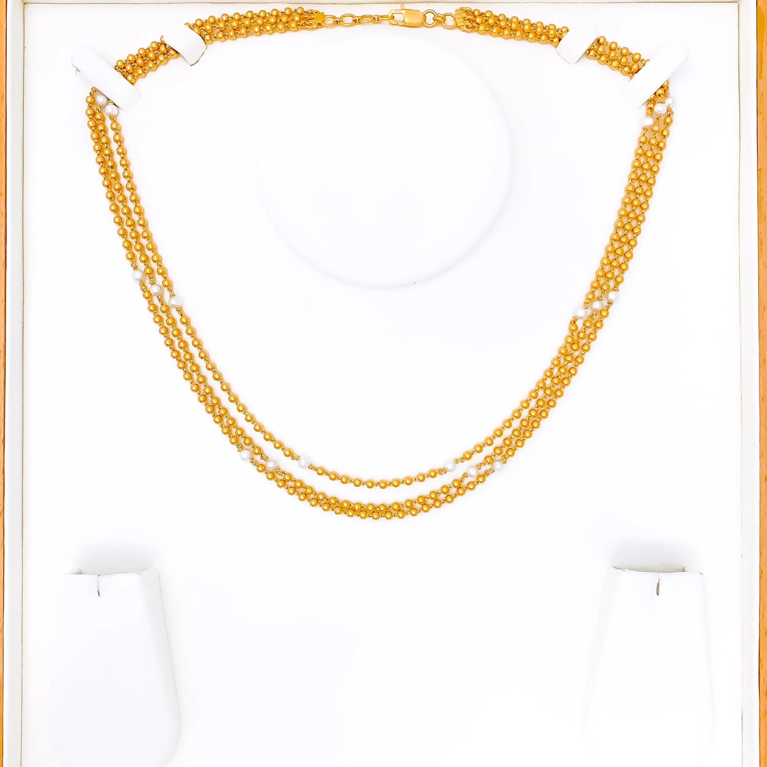 Beautiful Layered Gold Bead 22k Gold Necklace