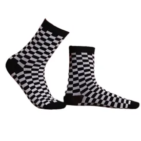 Black and Gray Checkered Socks from the Sock Panda (Adult Medium - Women's Shoe Sizes 5-10)