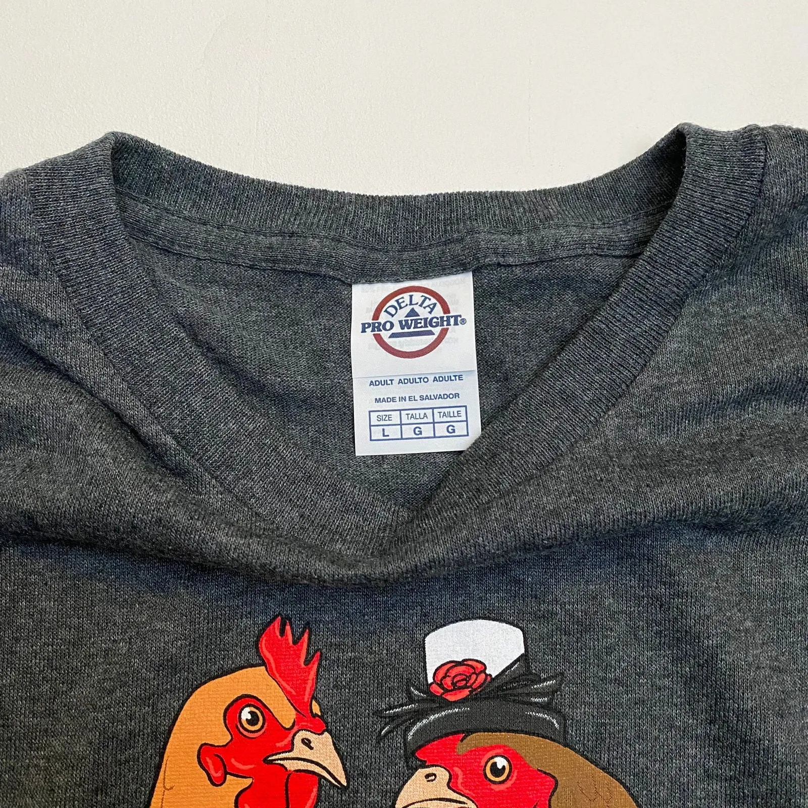 Clueless Chickens Crew Neck T-Shirt | L | Dark Gray | Pre-Shrunk | New