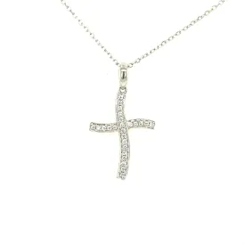 Curved Design Diamond Cross Pendant