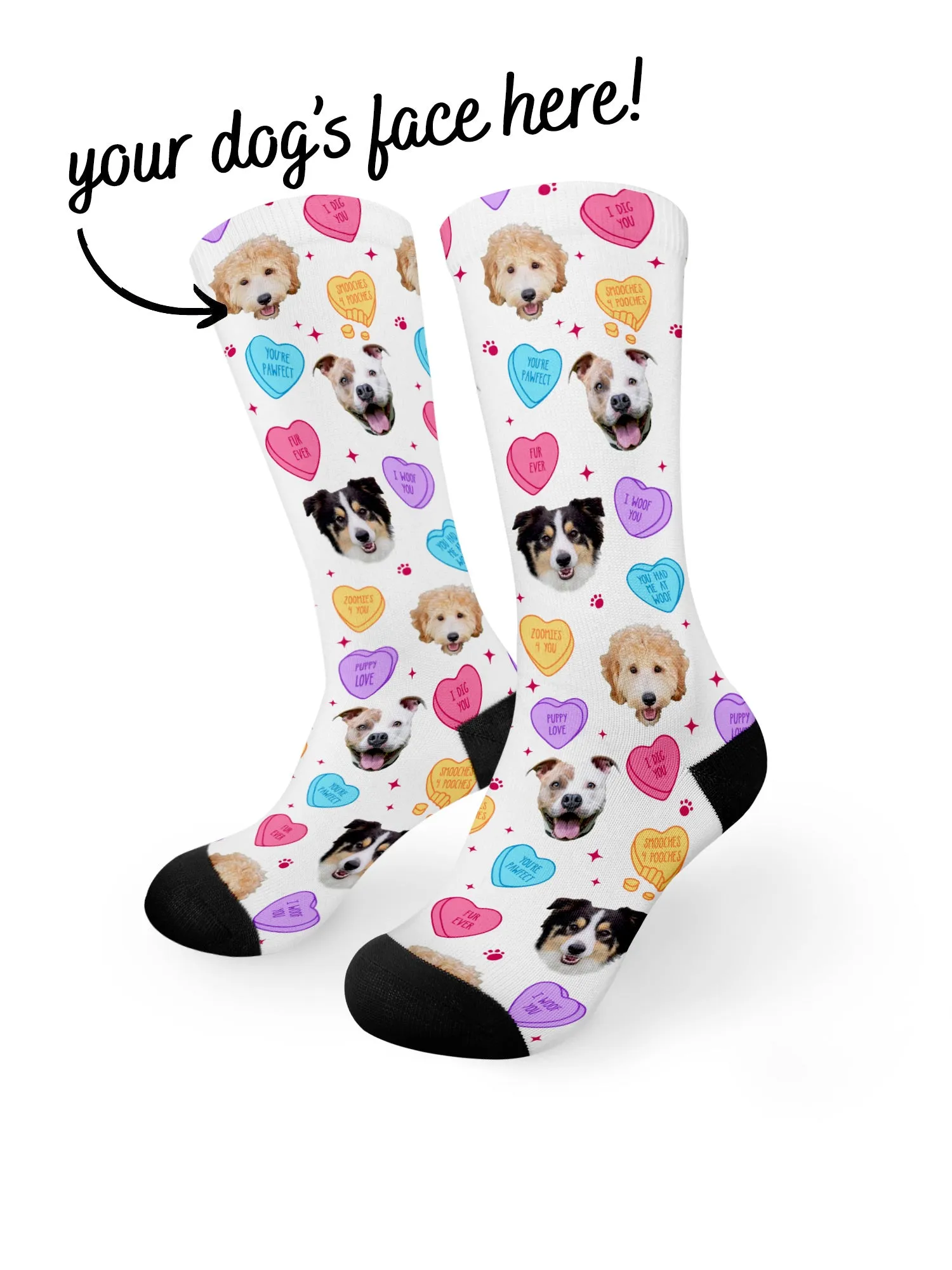 Custom Candy Hearts Pet Face Dress Socks