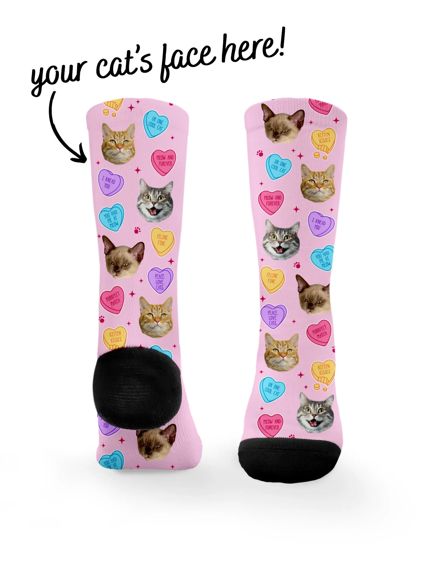 Custom Candy Hearts Pet Face Dress Socks