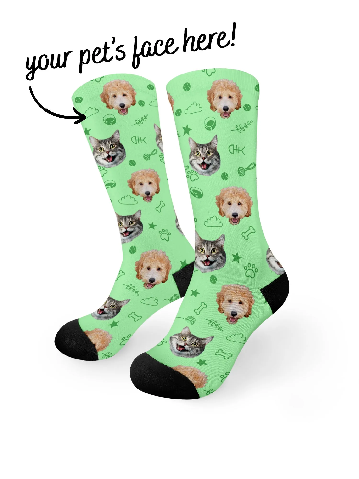 Custom Mixed Dog & Cat Face Dress Socks