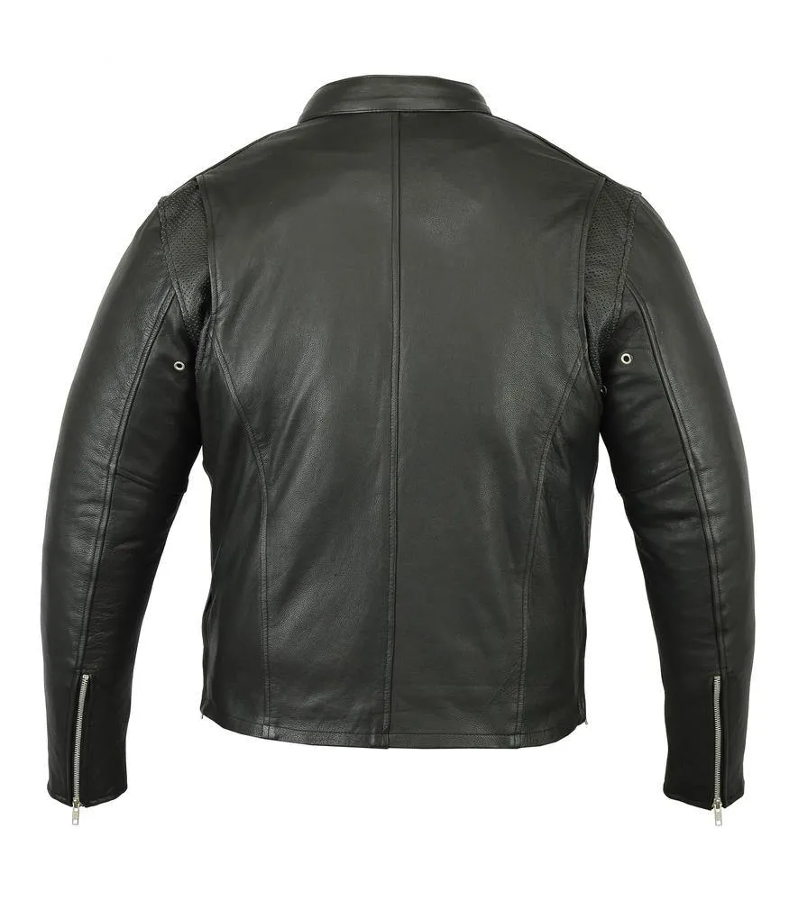 Daniel Smart Cruiser Motorcycle Leather Jacket w/ Removable Hoodie