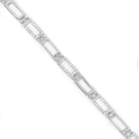 Diamond Accented Rectangular Link Design Bracelet