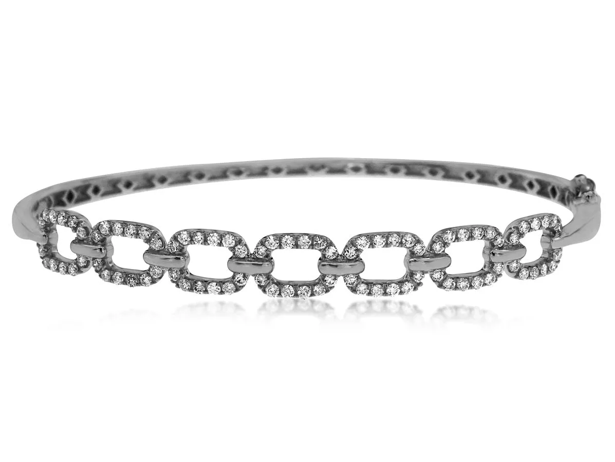 Diamond Open Link Design Bangle Bracelet