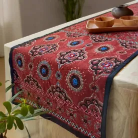 Dining Table Runner in Cotton with Block Print Red| Eco Friendly Tableware Sustainably Crafted from Pure Cotton | Handmade In India