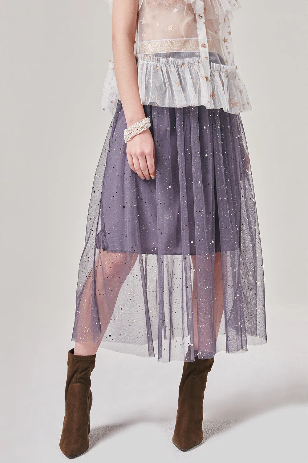 Esther Flowy Star Mesh Skirt