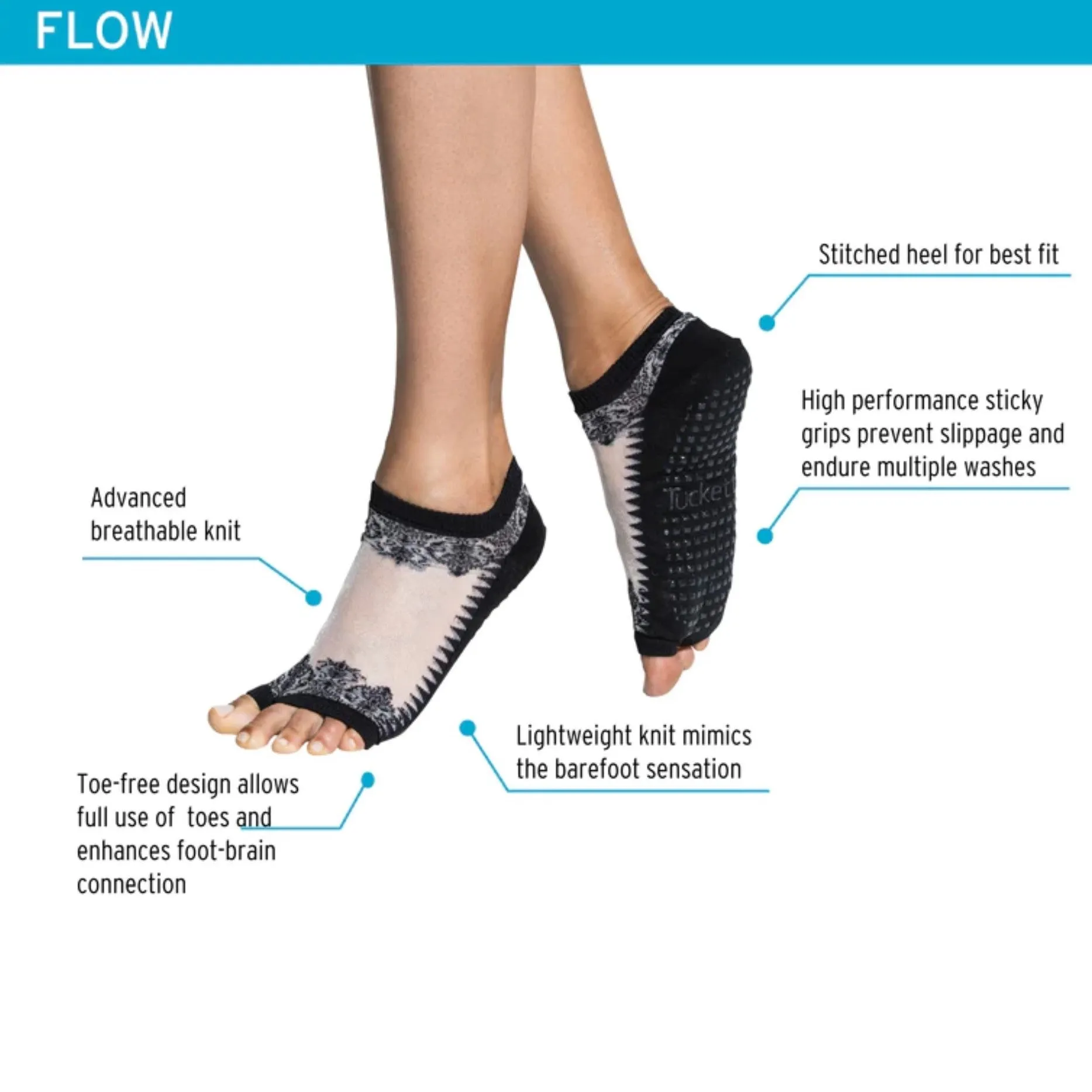 Flow Grip Socks - Amethyst Sheer Stripe (Barre / Pilates)