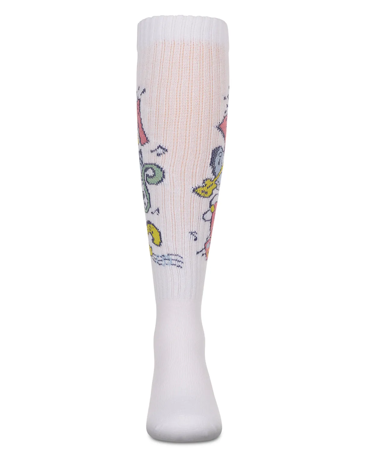 Girls Ribbed Cotton Blend "Graffiti Music" Knee Sock