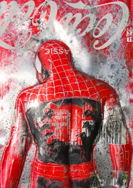 Hand Signed PRINT by Chris Duncan, SPIDERMAN on Coke Can