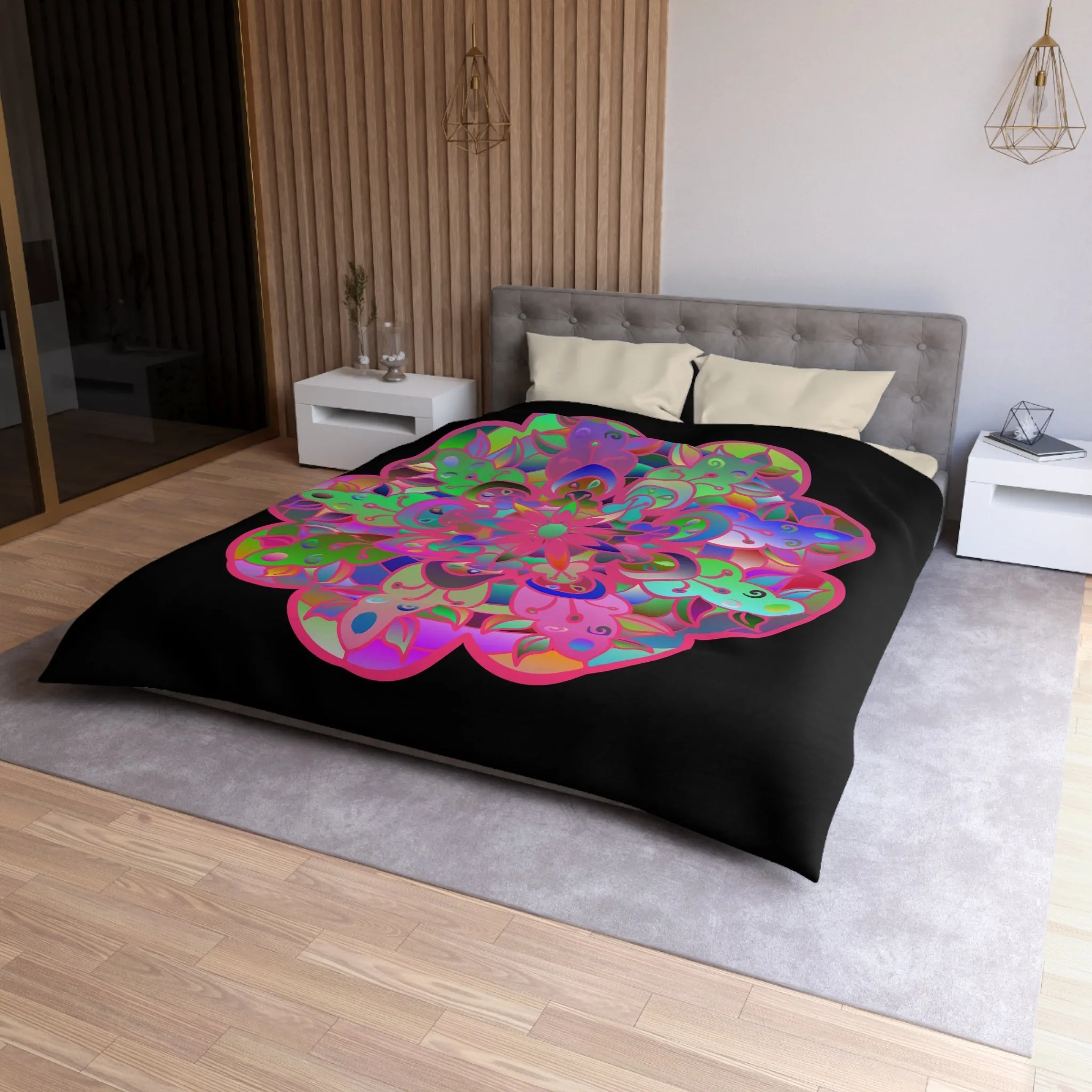 Handmade Mandala Art Microfiber Duvet Cover - Colorful Design