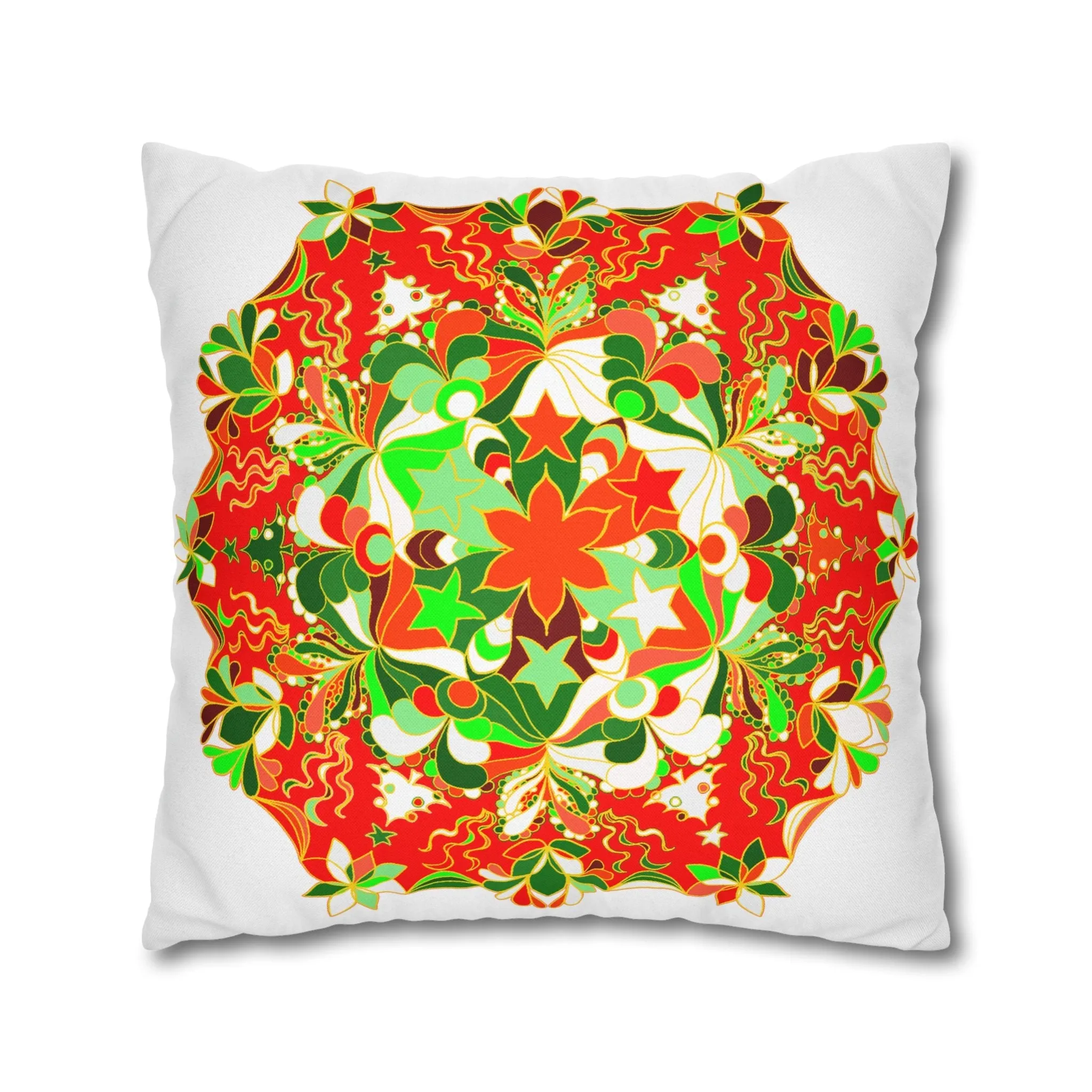 Handmade Mandala Christmas Pillowcase - Original Art