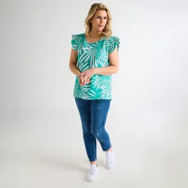 Ladies Button Back Printed Top