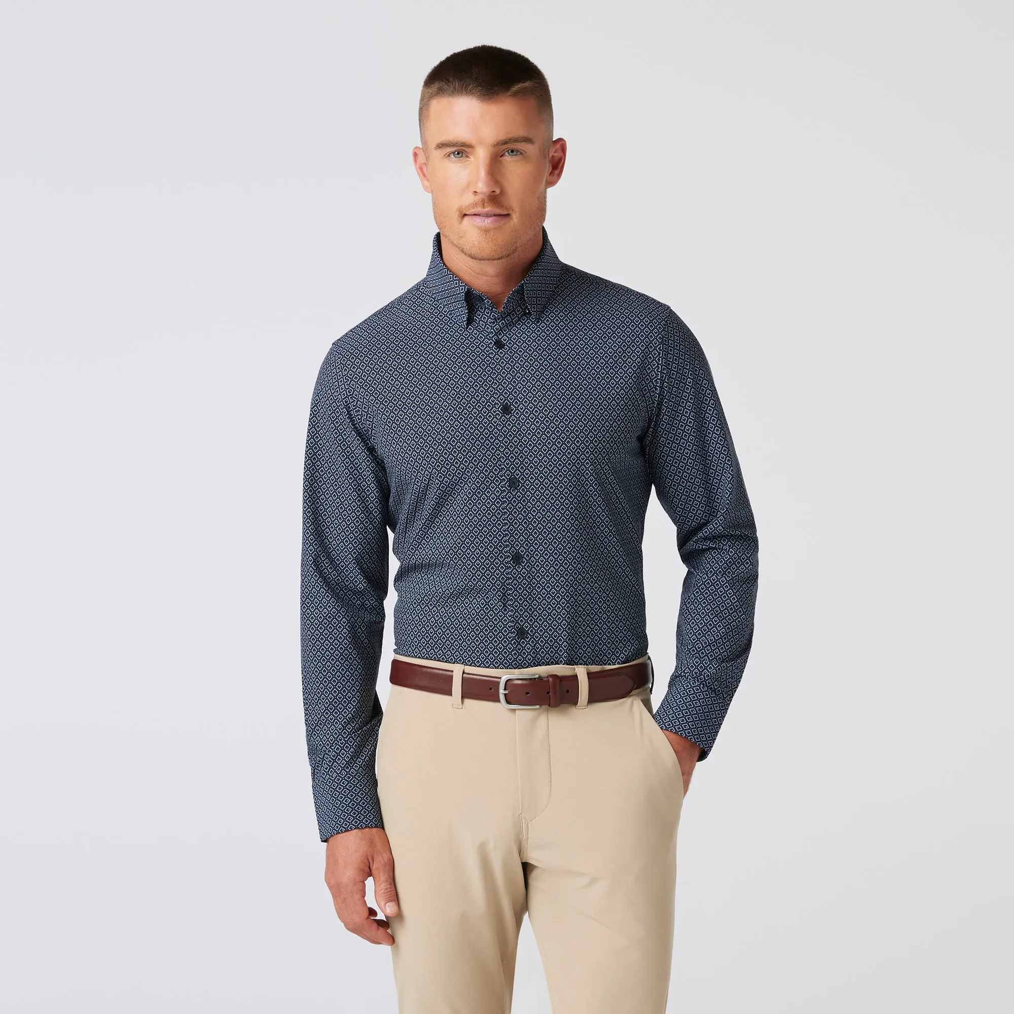 Leeward Dress Shirt - Navy Diamond