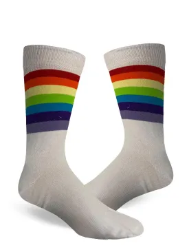 Men’s Referee White and Rainbow Ankle High Socks Rainbow Flag Printed LGBTQ Fancy Dress Costume Accessory