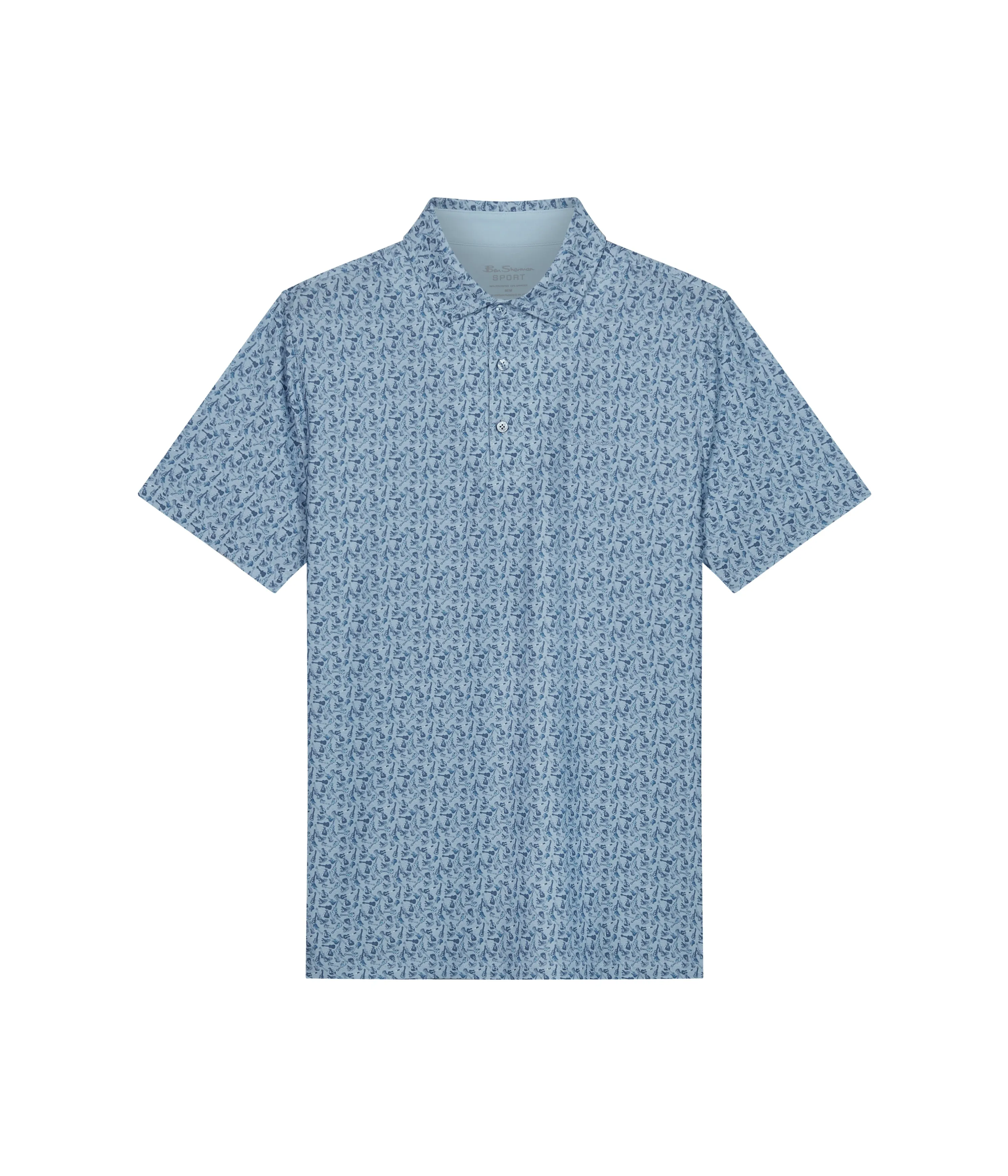 Light Blue Mini Guitar Tech Jersey Polo Shirt - Sports Fit