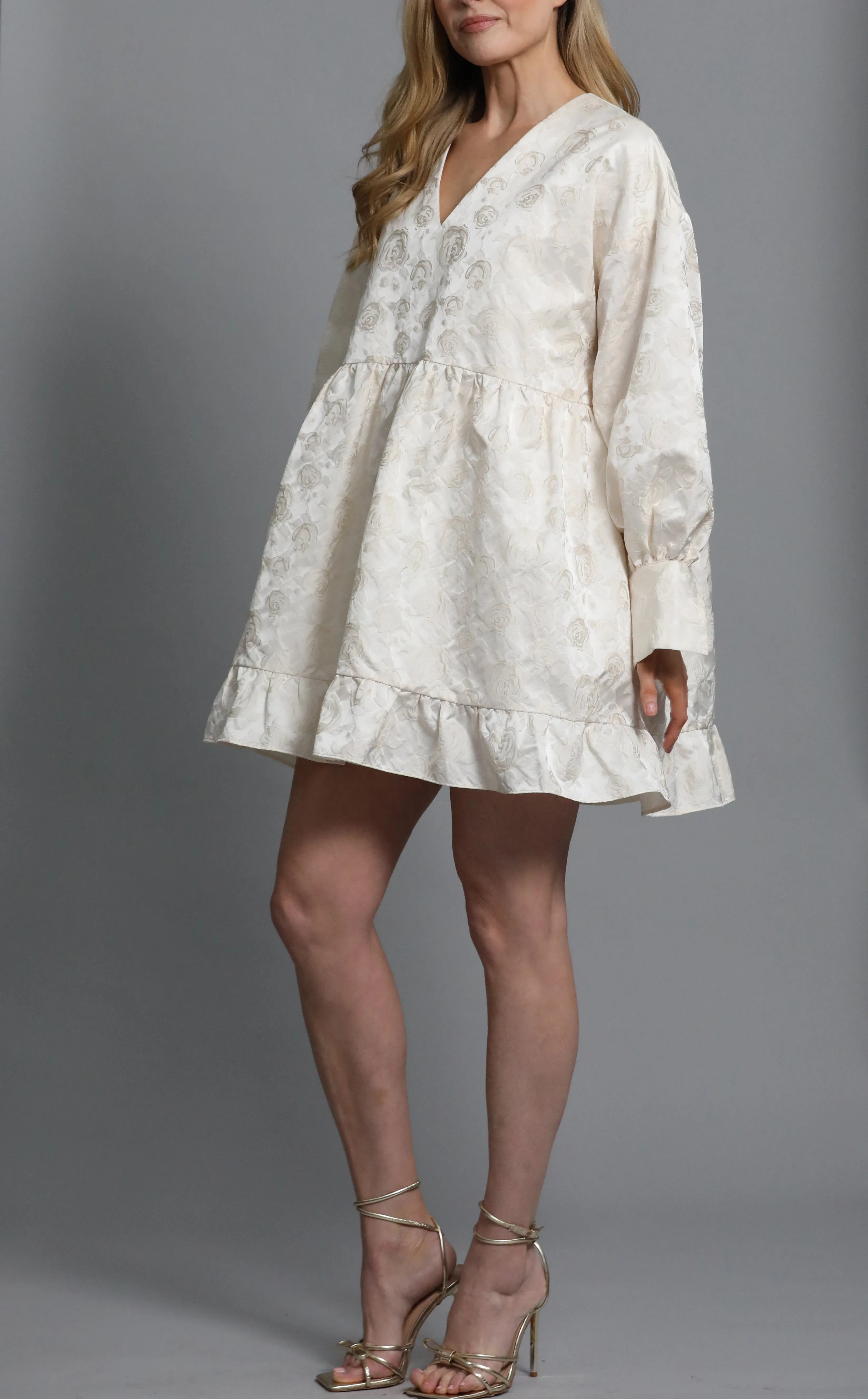 Mini smock dress in textured jacquard