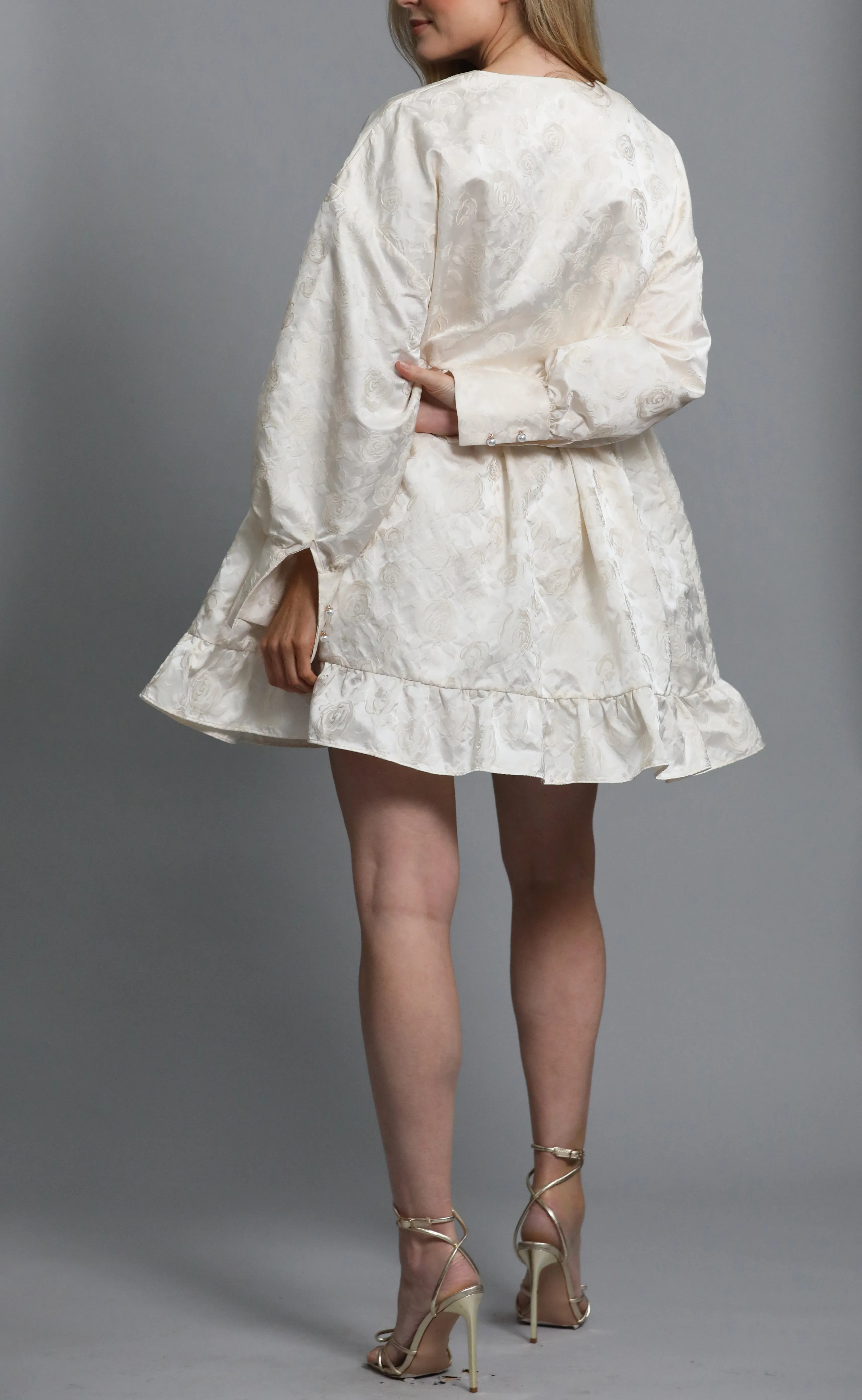 Mini smock dress in textured jacquard