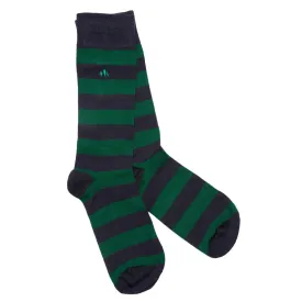 Panda Bamboo Socks - Green Striped