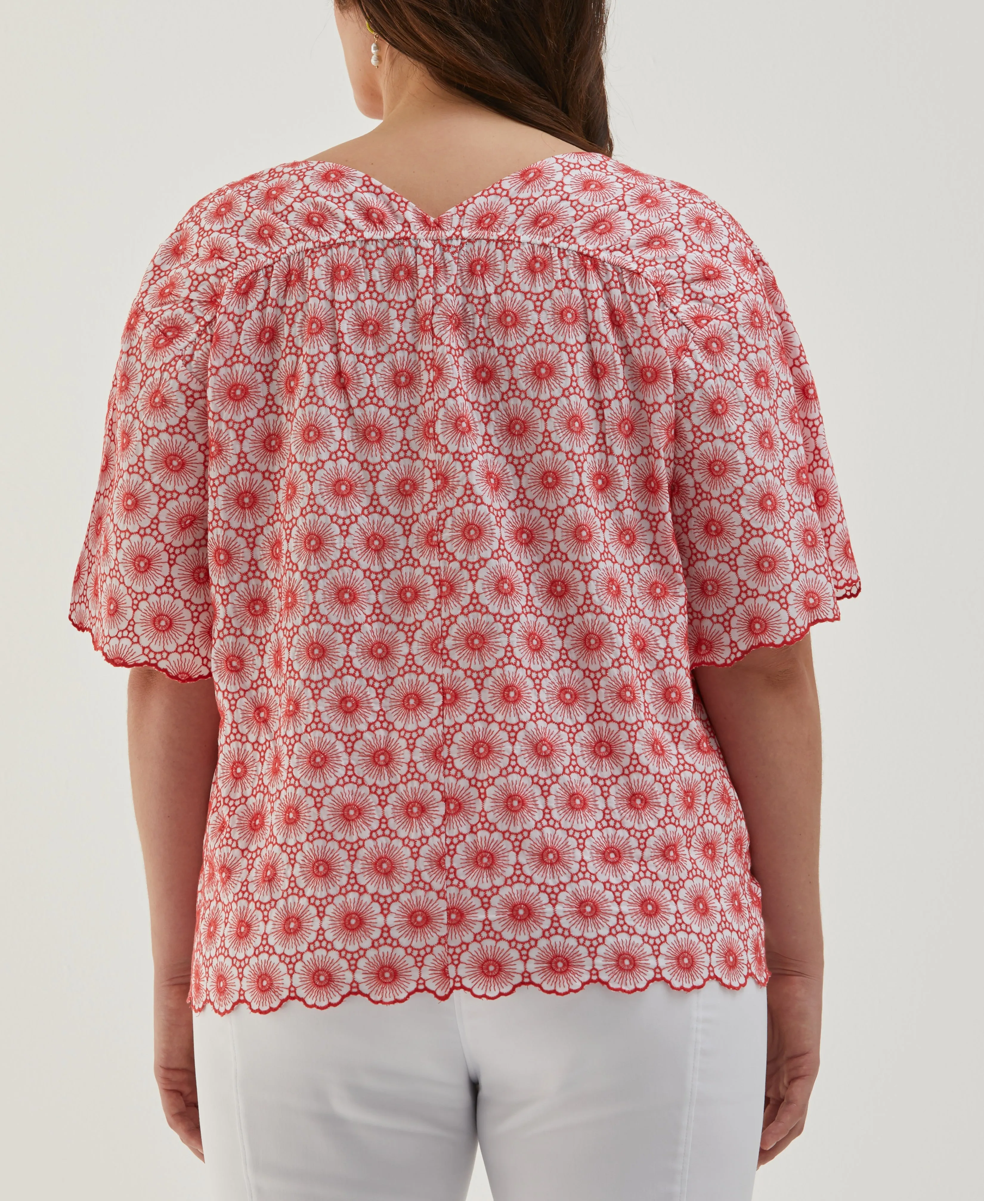 Plus Size Daisy Embroidered Blouse