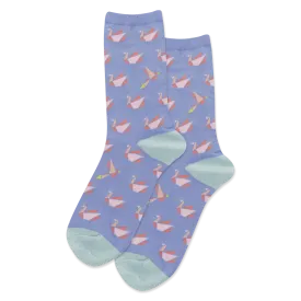 "Origami Crane" Cotton Crew Socks by Hot Sox - Medium