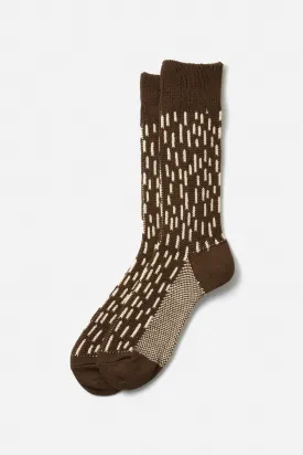 RoToTo Rain Drop Crew Socks / Dark Brown Ivory