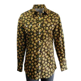 Women's Vintage Brown Floral Print Western Shirt